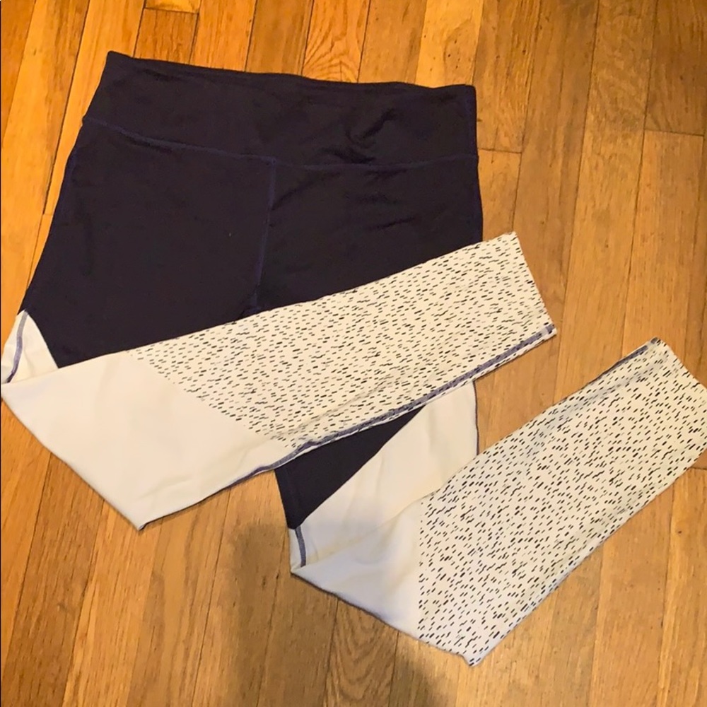 Fabletics size L navy blue and white workout pants